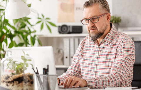 Working on computer
